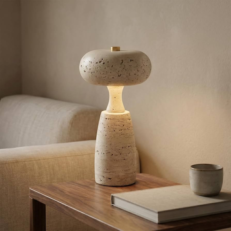 Touch Travertine Table Lamp, Cordless Rechargeable Stone Table Lamp | Amazon (US)