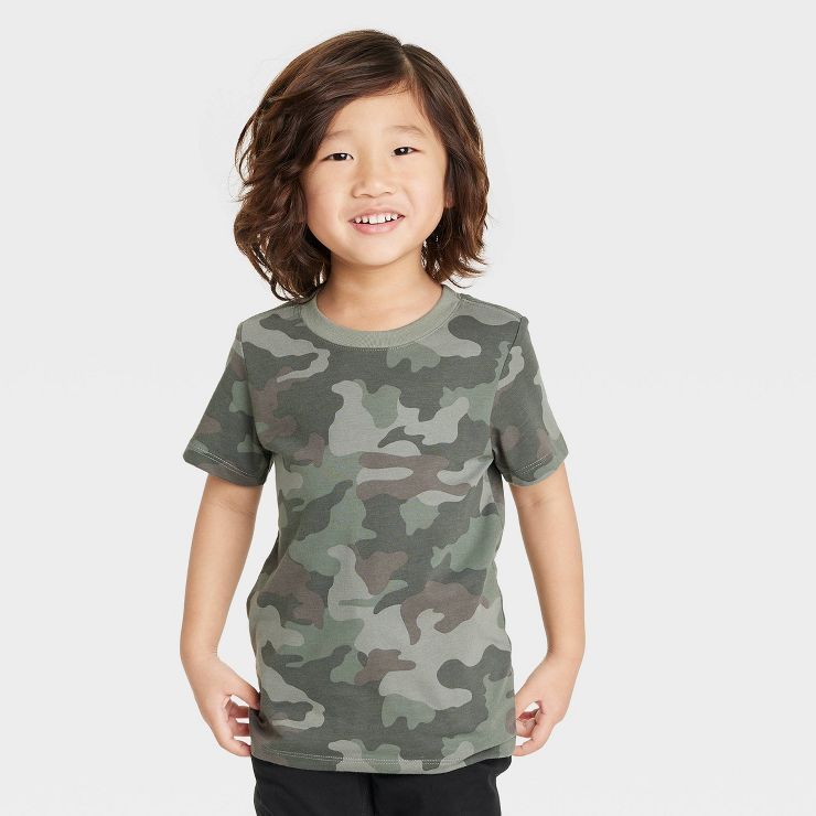 Toddler Boys' Short Sleeve Camouflage Jersey Knit T-Shirt - Cat & Jack™ Green | Target