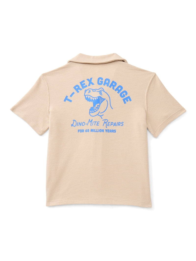 Wonder Nation Little Boys Knit Button Down Shirt with Short Sleeves, Sizes 4-10 | Walmart (US)