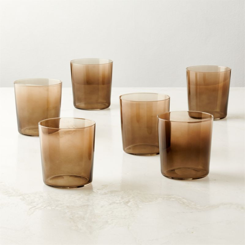 Marta Ombre Amber Double Old-Fashioned Glasses Set of 6 + Reviews | CB2 | CB2