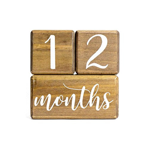 Premium Solid Wood Baby Milestone Age Blocks + Gift Box | Brown Walnut Stained Natural Pine | Wee... | Amazon (US)
