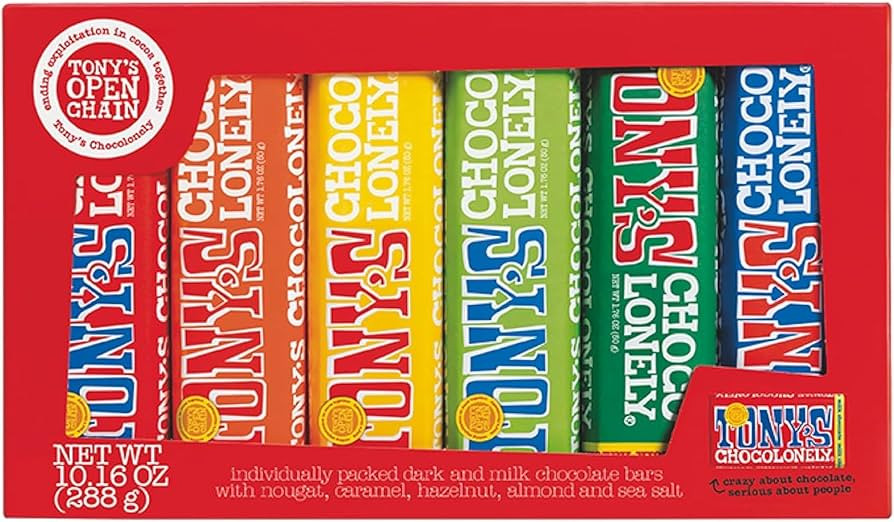 Tony's Chocolonely Chocolate Bar Variety Pack - Milk, Dark, Nougat, Caramel, Hazelnut, Almond & S... | Amazon (US)