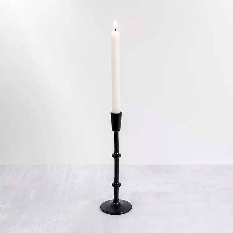 Black Cast Iron Notched Taper Candlestick, 11 in. | Kirkland's Home