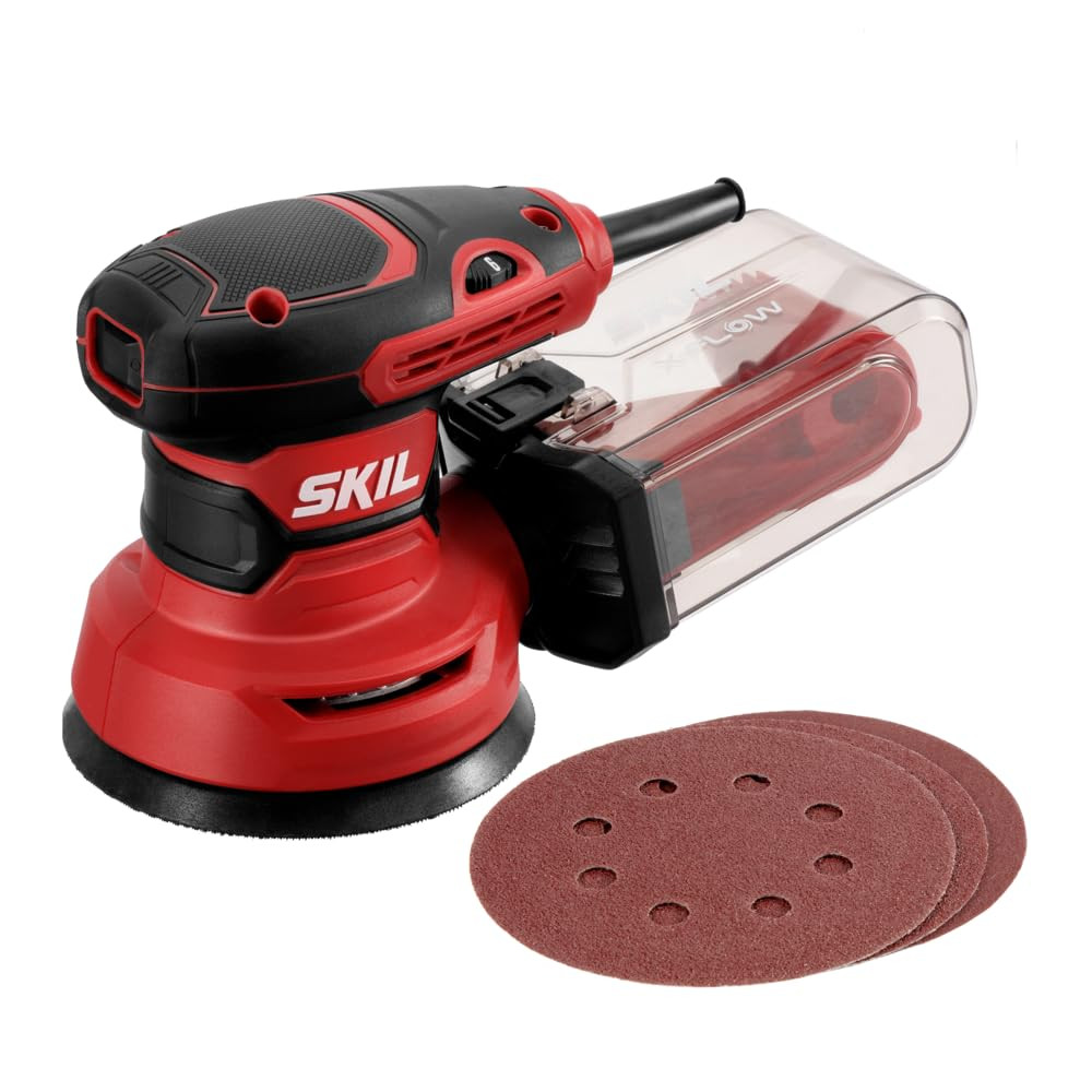 SKIL 5” Random Orbital Sander with Cyclonic Dust Box & 3pc Sanding Sheet - SR211601, Multicolor | Amazon (US)