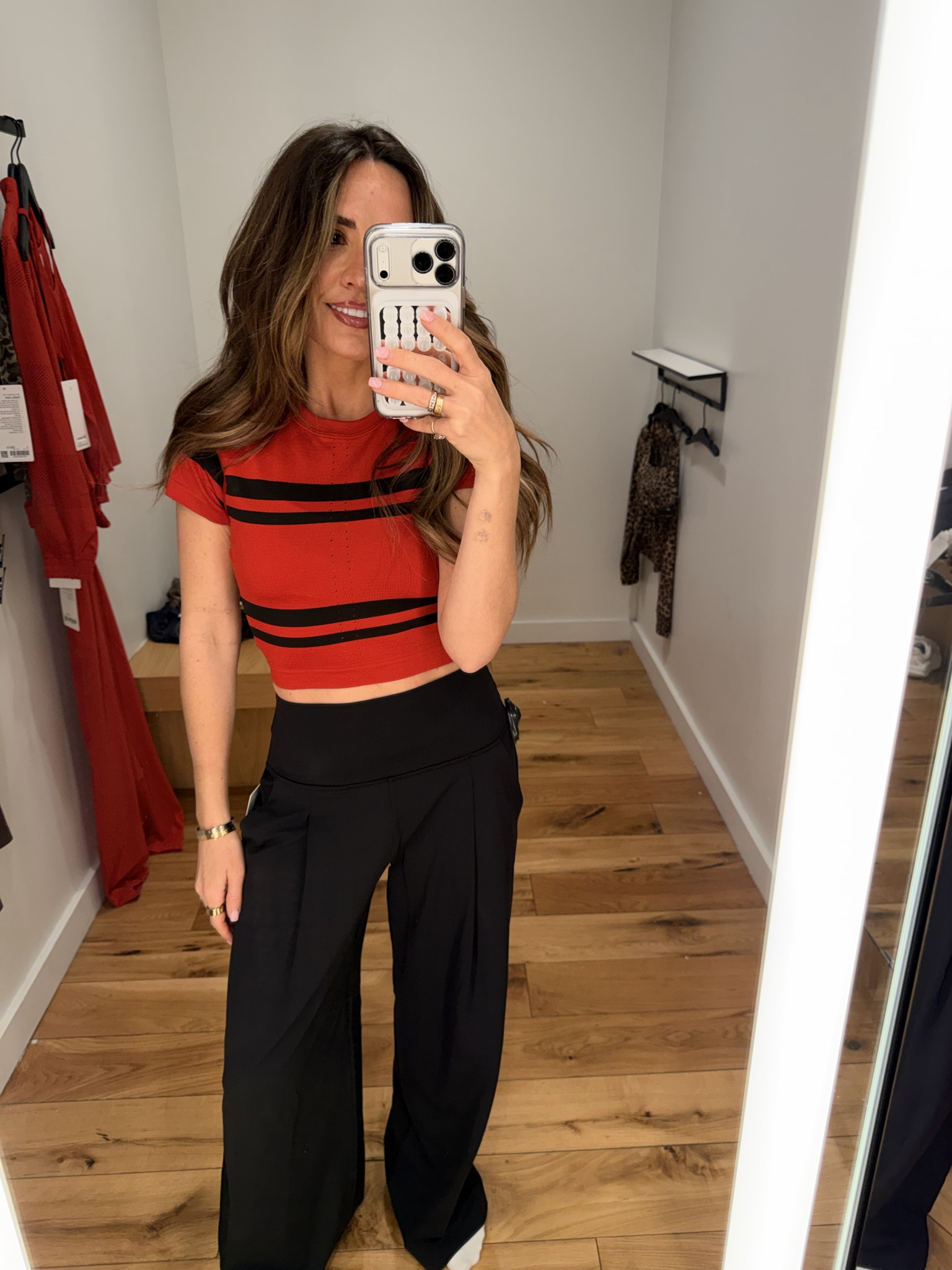 This top is SO good for tech games!! 

lululemon, leopard print, red activewear, women’s active wear, sports mom fashion @lululemon 