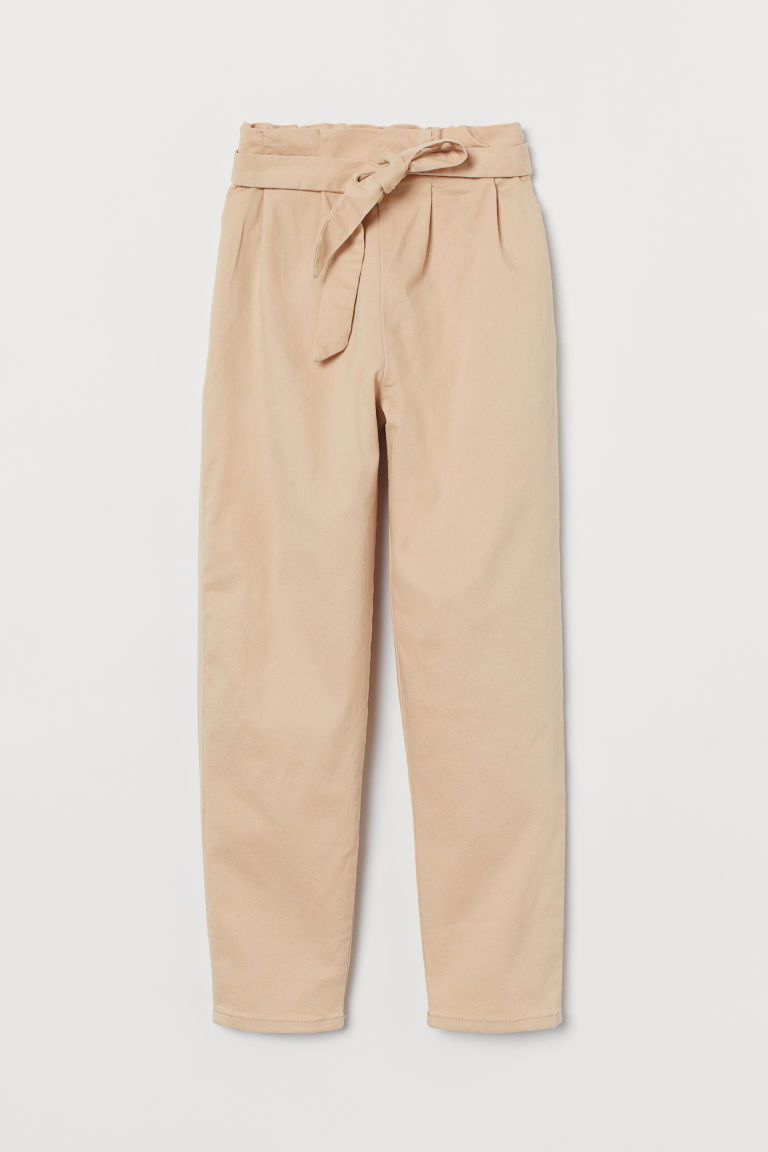 H & M - Loose Fit Paper-bag Pants - Beige | H&M (US + CA)