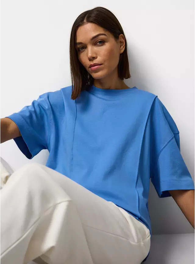 Blue Seam Detail Cinch Waist T-Shirt 16 | Tu Clothing