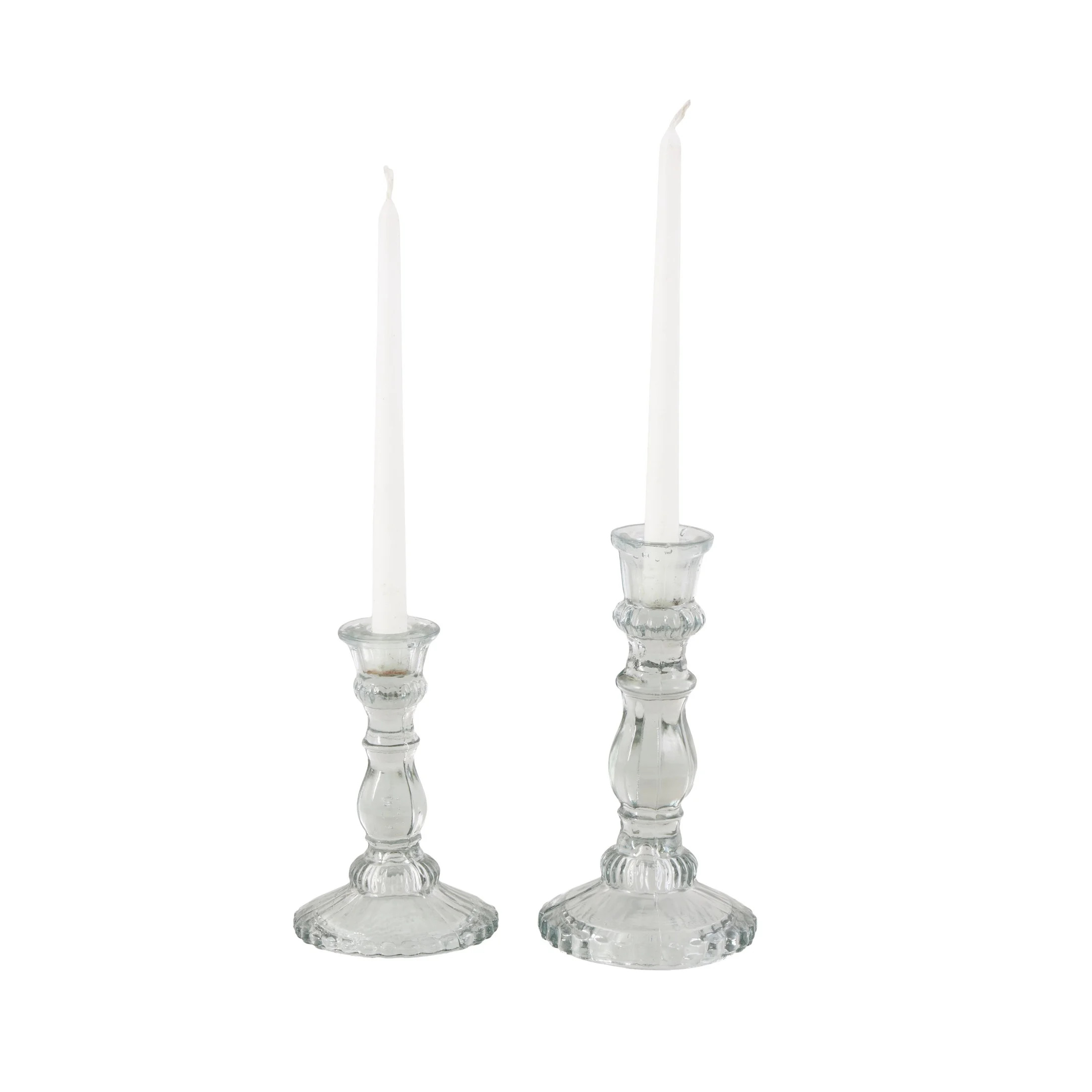 DecMode 3 Candle Glass Fluted Turned Candle Holder, Set of 3 | Walmart (US)