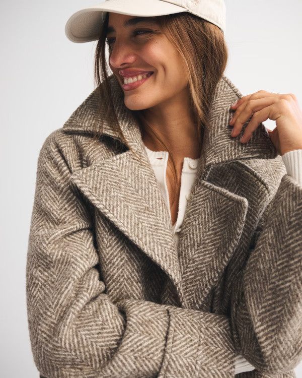 A&F Carrie Wool-Blend Trench Coat | Abercrombie & Fitch (US)