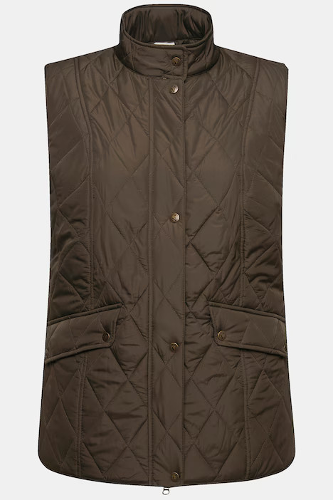 Quilted Pheasant Print Lined Vest | Ulla Popken - US & CA