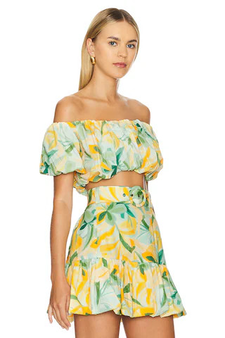 MINKPINK Solstice Crop Top in Yellow Palm Print from Revolve.com | Revolve Clothing (Global)
