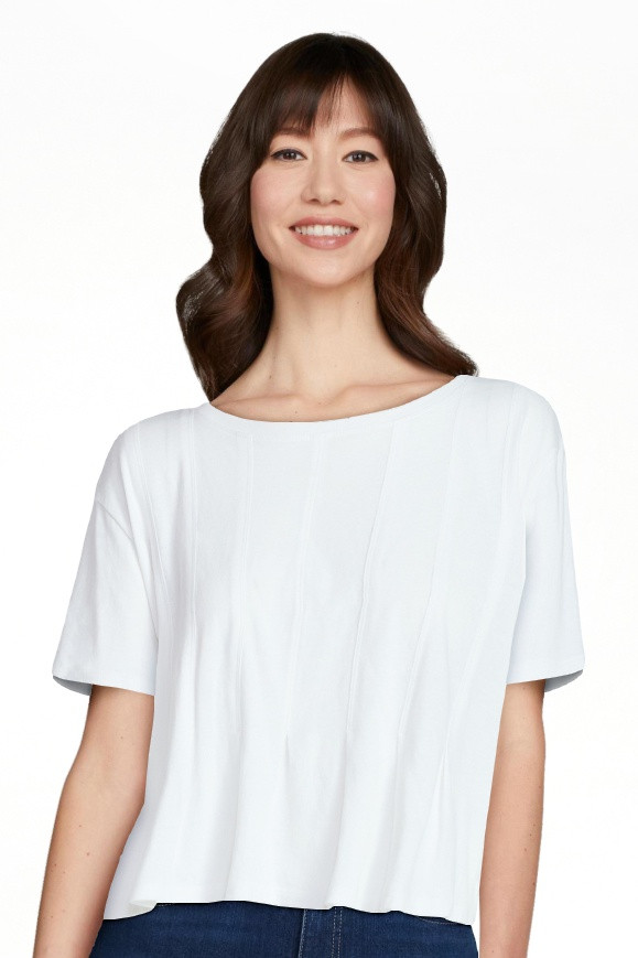 Scoop Women’s and Women's Plus Pleated Cropped Cotton Tee, Sizes XS-4X | Walmart (US)