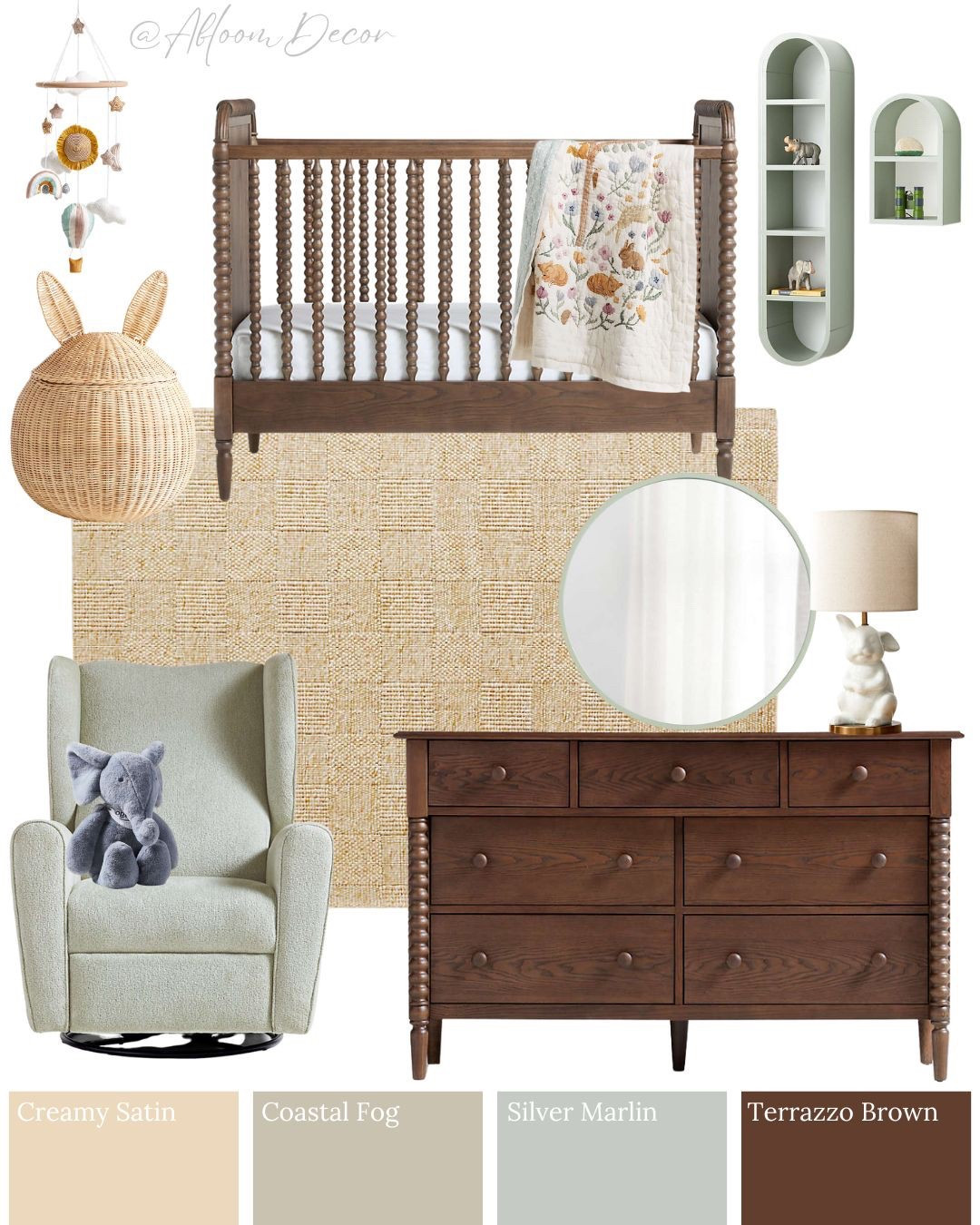 This sweet and calming nursery mixes soft sage greens with warm wood tones for a peaceful and grounded space. 

#LTKHome #LTKBaby #LTKBump
