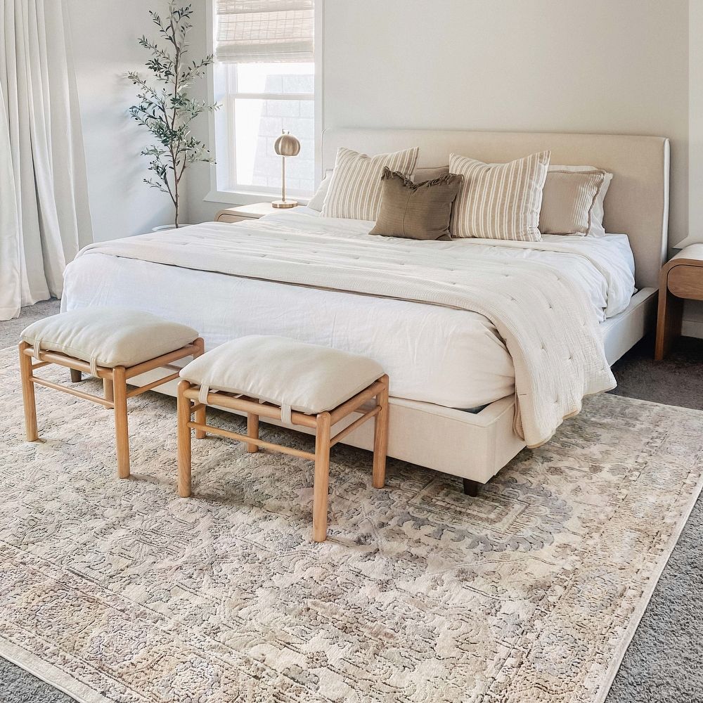 Alexander Home Josefina Ornamental Ironwork Traditional Rug - 6'7" x 9'2" - IVORY / SAND | Bed Bath & Beyond