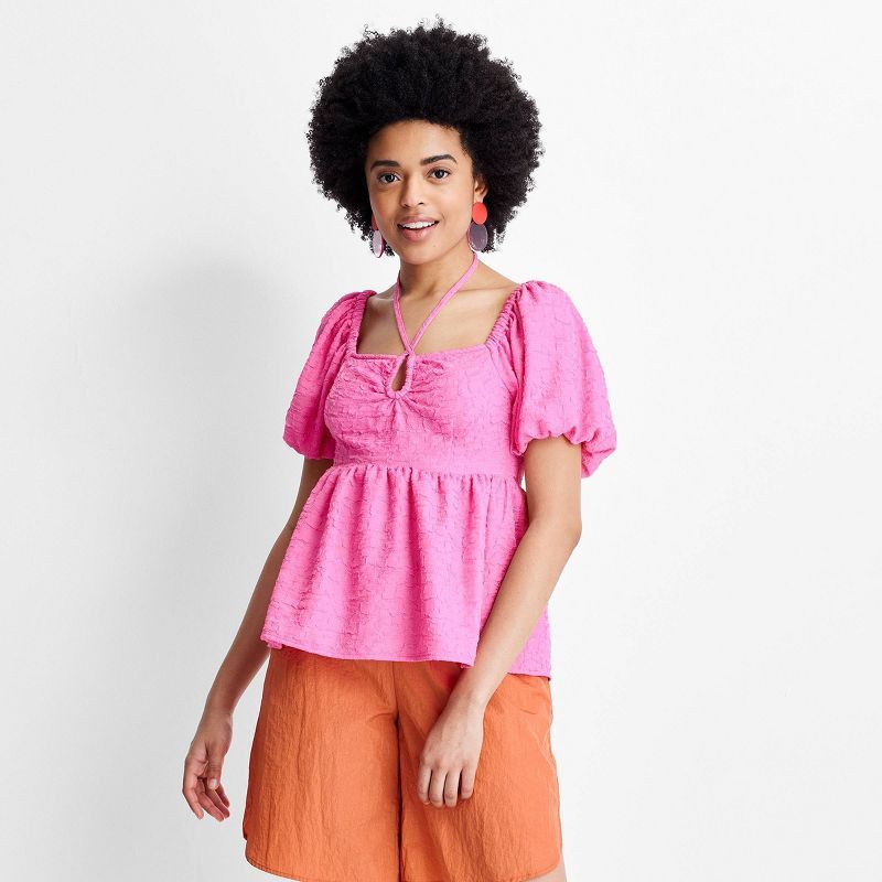 Women's Square Tie Neck Puffed Short Sleeve Top - Future Collective™ with Gabriella Karefa-John... | Target