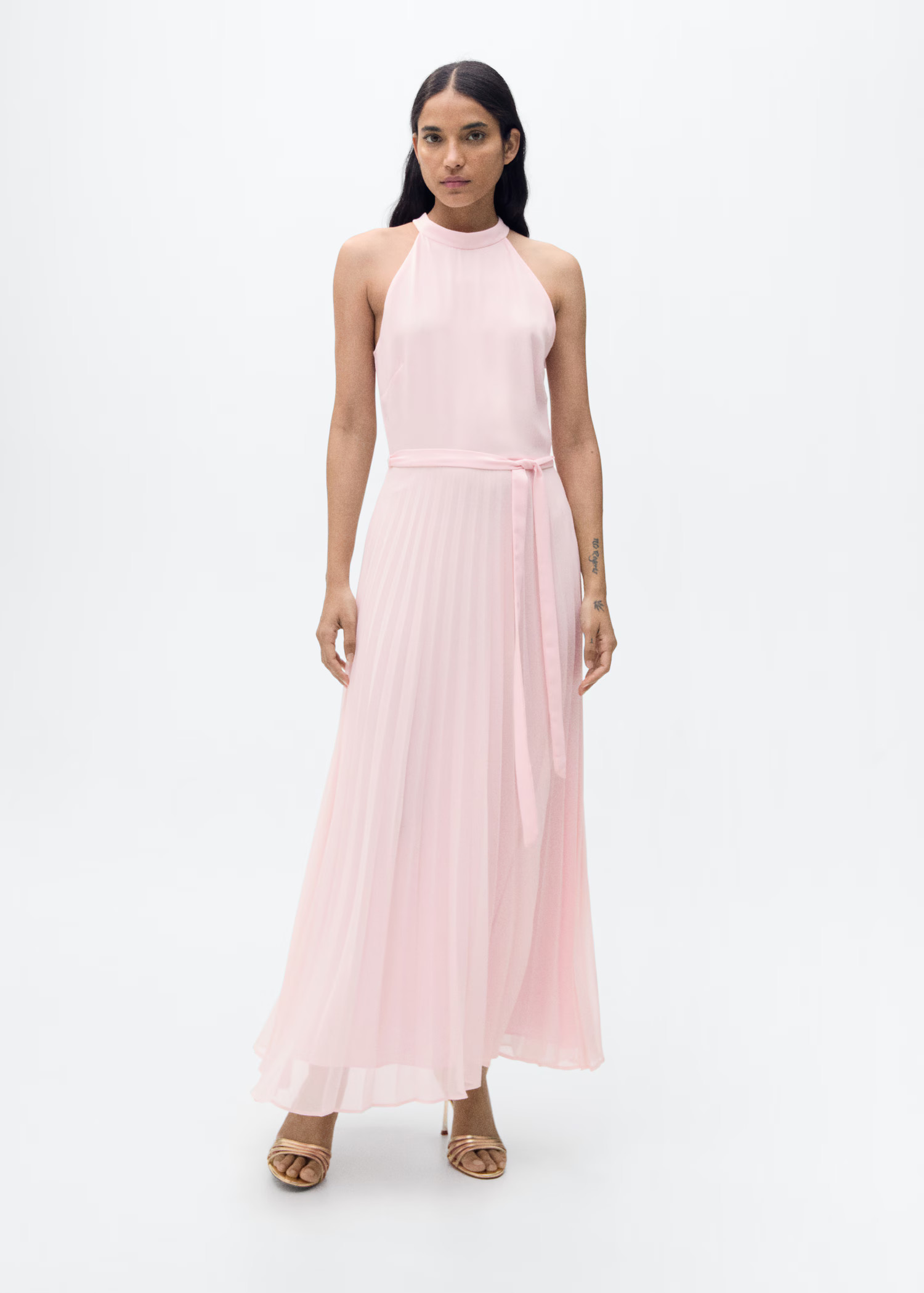 Pleated halter neck dress - Women | MANGO USA | Mango (US/MX/AU)
