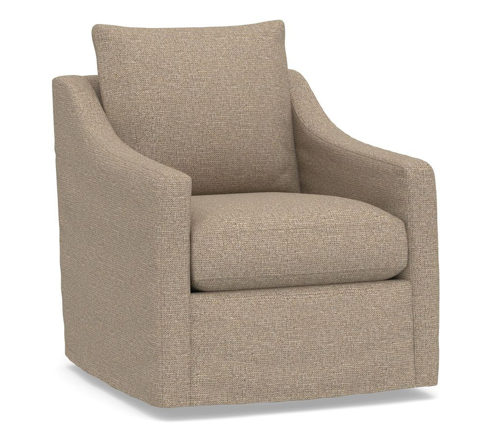 Ayden Slope Arm Slipcovered Swivel Glider | Pottery Barn (US)
