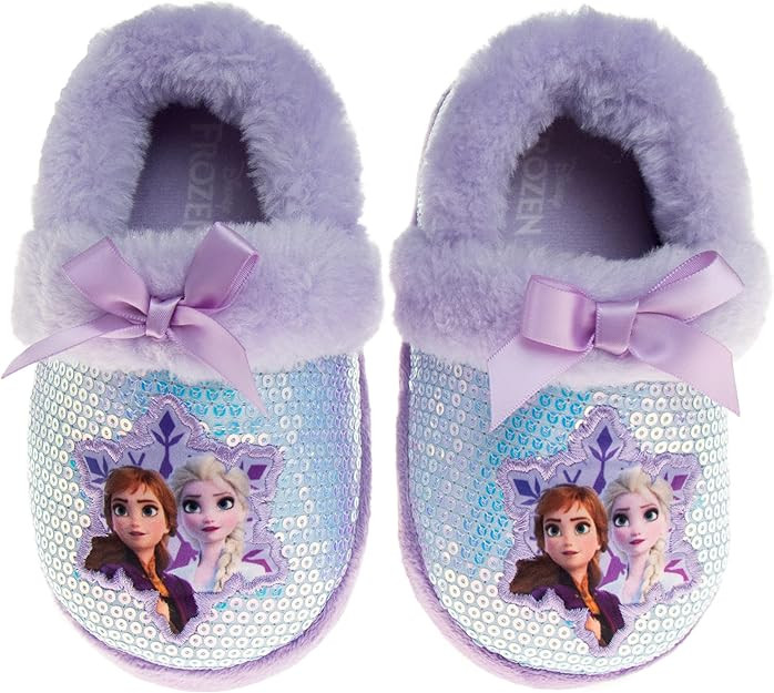 Disney Frozen Elsa and Anna Girls Slippers - Plush Non-Slip Comfy Fluffy Lightweight Warm Comfort... | Amazon (US)