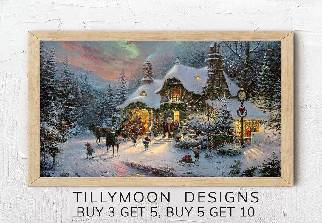 Samsung Frame TV Art Santa North Pole Christmas Eve Vintage - Etsy | Etsy (US)
