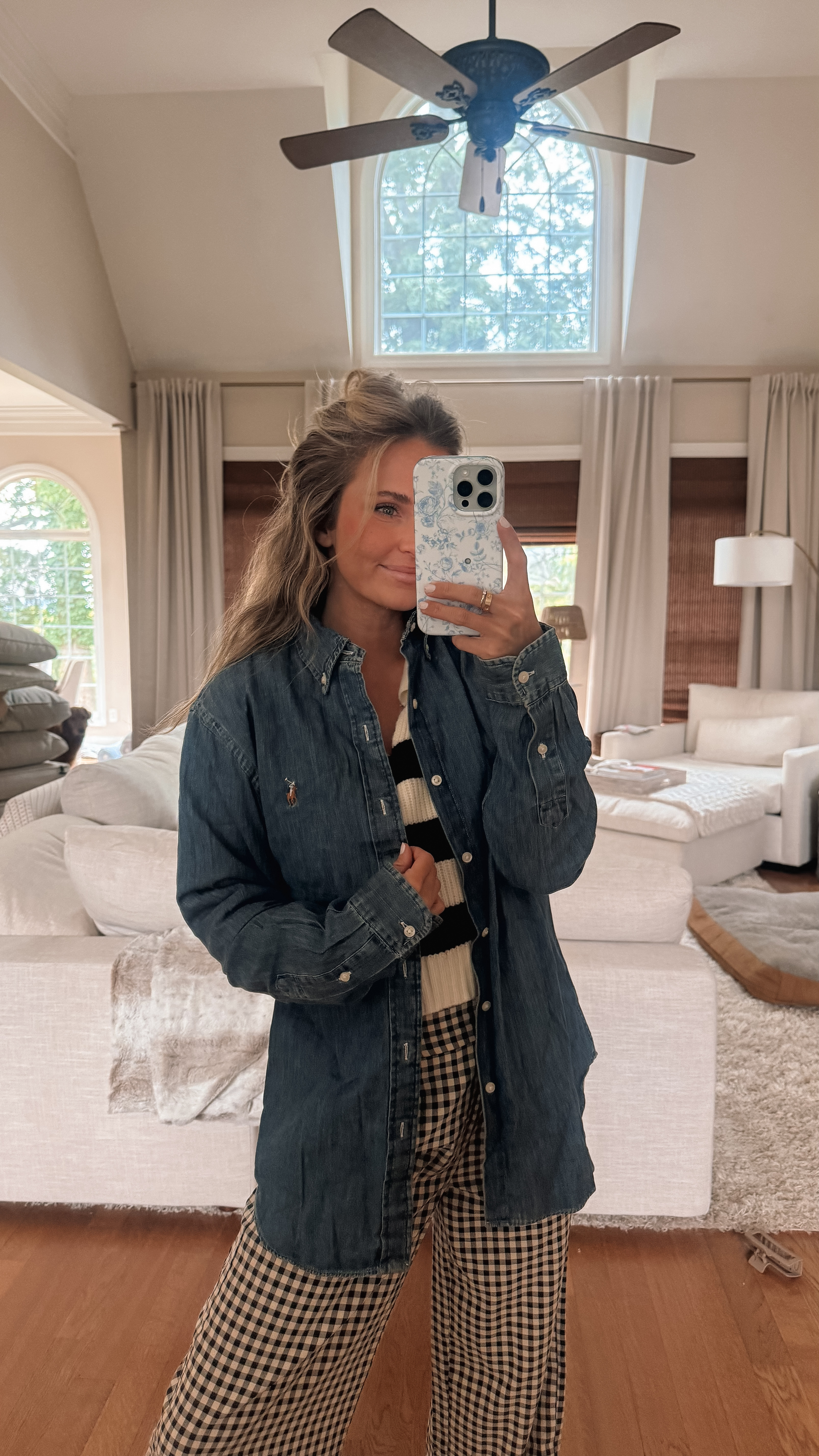 Layered up in fall neutrals and mixing patterns!! Styled this classic Ralph Lauren denim shirt over my VICI set and threw on my new Revolve striped sweater—easy, cozy, and chic. 

#RalphLaurenStyle #VICIStyle #RevolveFall #LayeredLook #LTKFallFashion 

 