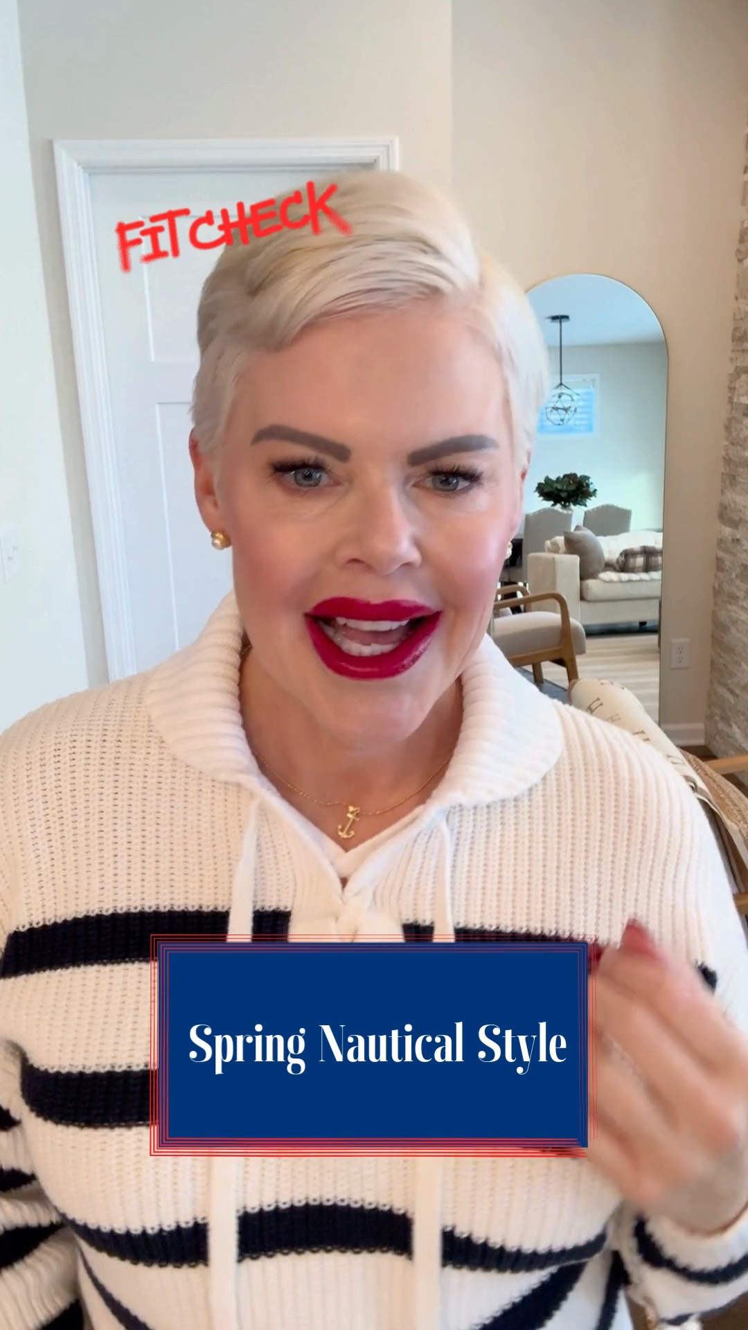 Spring Nautical Style Inspo.  Old Navy sailor sweater in a size small, Colette white scalloped pants from Anthropologie in a size 27, Fucci slides and a designer inspired bag from Amazon.  Perfect for lunch with the ladies! 

 #LTKootd #LTKmomlife #LTKOver40