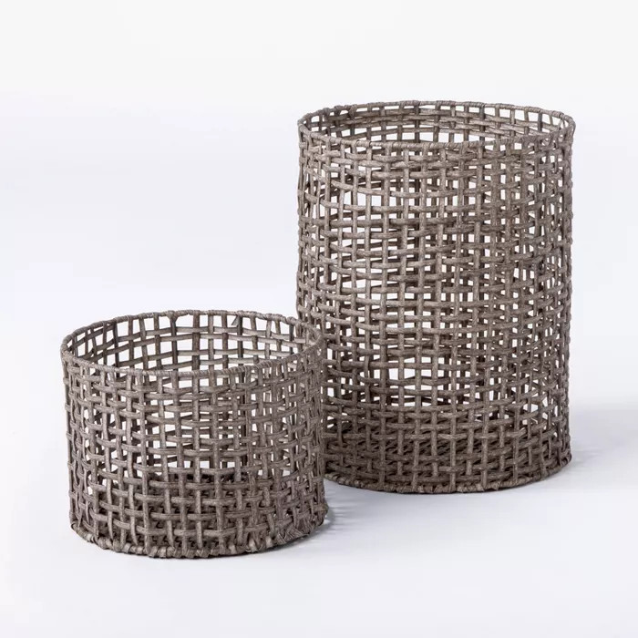 Manmade Rattan Outdoor Basket Gray - Threshold™ designed with Studio McGee | Target