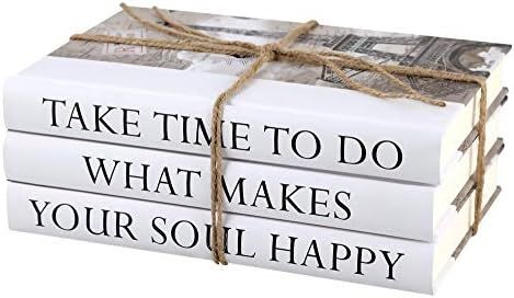 Vintage Real Decorative Book Set,Hardcover Book Stack for Fashion Home Decor,Modern Designer Quote B | Amazon (US)