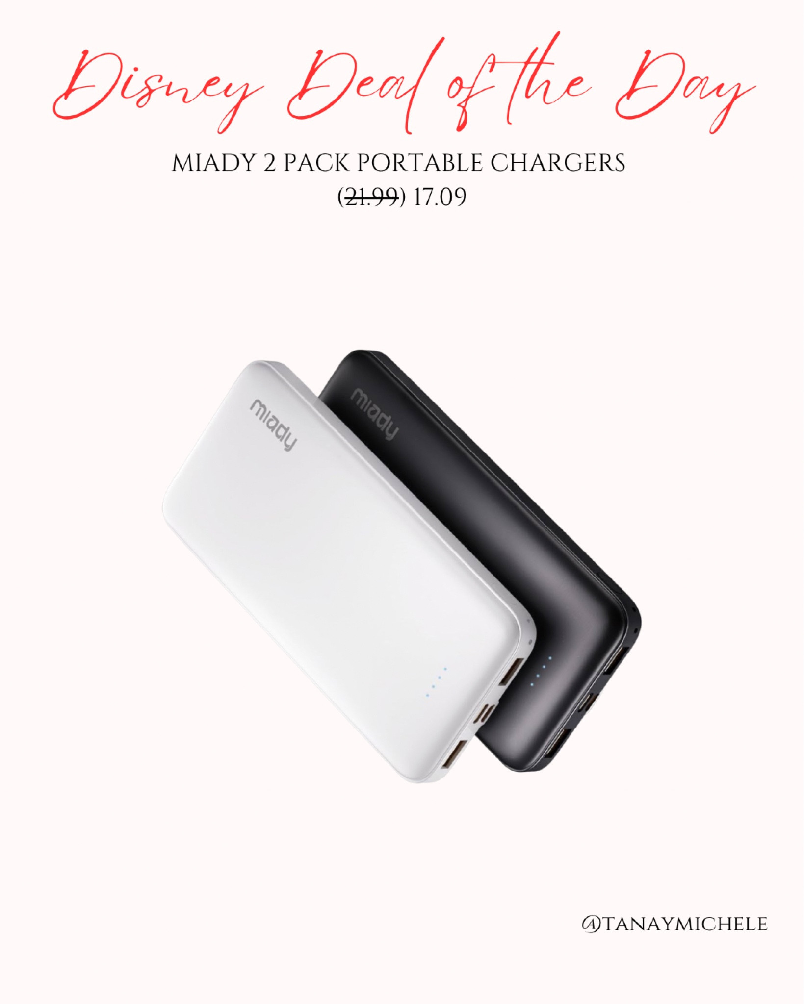 Two pack of portable chargers on sale for $17! Perfect for park days or Disney cruises 🩵

#LTKFindsUnder50 #LTKCyberWeek #LTKSaleAlert