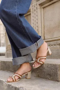 Heels | 'Drama' Wide Fit Cut Out Strap Block Heel Sandals | Where's That From | Debenhams UK