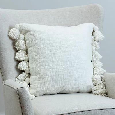 Ivory Rylin Cotton Pillow with Side Tassels | Kirkland's Home