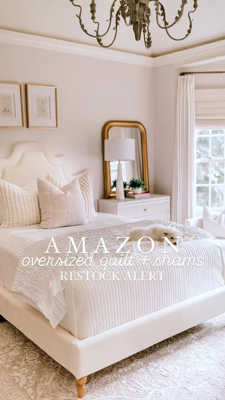 ✨If you’ve been struggling to find bedding big enough - THIS is for you! This pretty quilt comes in “oversized” options with extra length and width and it’s a great price! This is the color “ivory” but I have it in 3 colors! ✨



Bedding Details:
🔸 Oversized queen quilt + shams (color ivory)
🔸 Ruffle comforter (color white)
🔸 2 26x26 faux fur shams (color cream white)
🔸 1 24x24 pillow (color plaid coffee) 
🔸 “Deep pocket” sheets 

#homedecor #homeinspiration #interiordesign #amazonhome #bedroomdesign #bedroomdecor

#LTKFindsUnder50 #LTKHome #LTKFindsUnder100