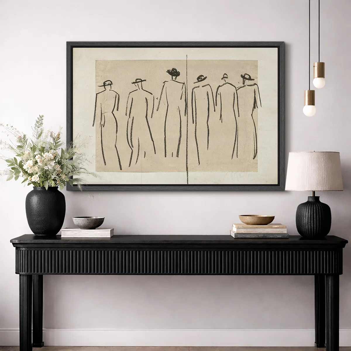 Classic Male Figure Sketch Artwork, Vintage Rustic Minimalist Abstract Line Neutral Wall Pictures... | Wayfair North America