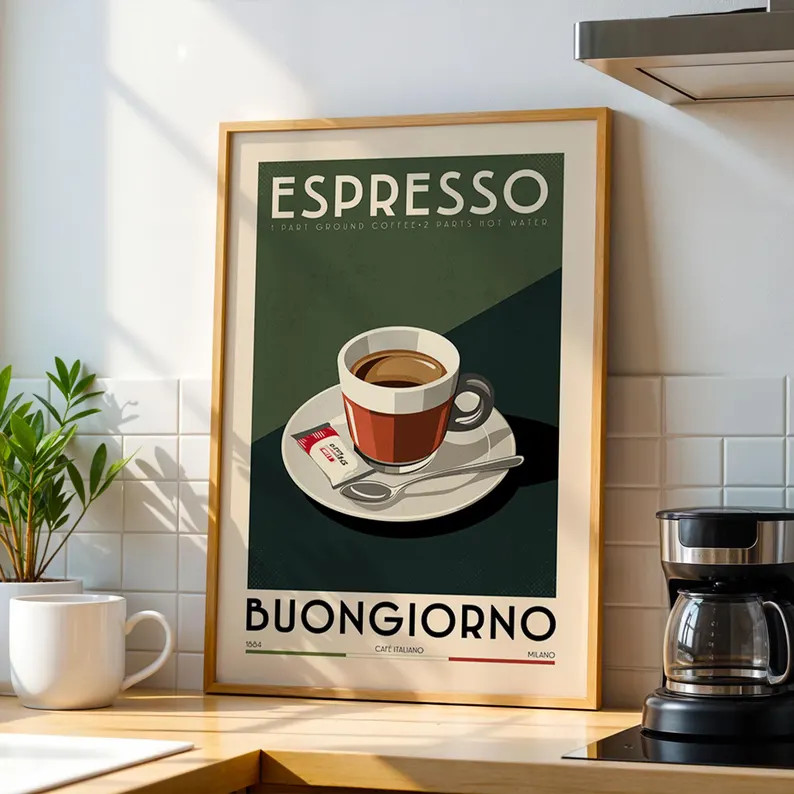 Espresso Coffee Poster, Kitchen Coffee Bar Art Print, Coffee Bar Sign | Vintage Coffee Poster | C... | Etsy (US)