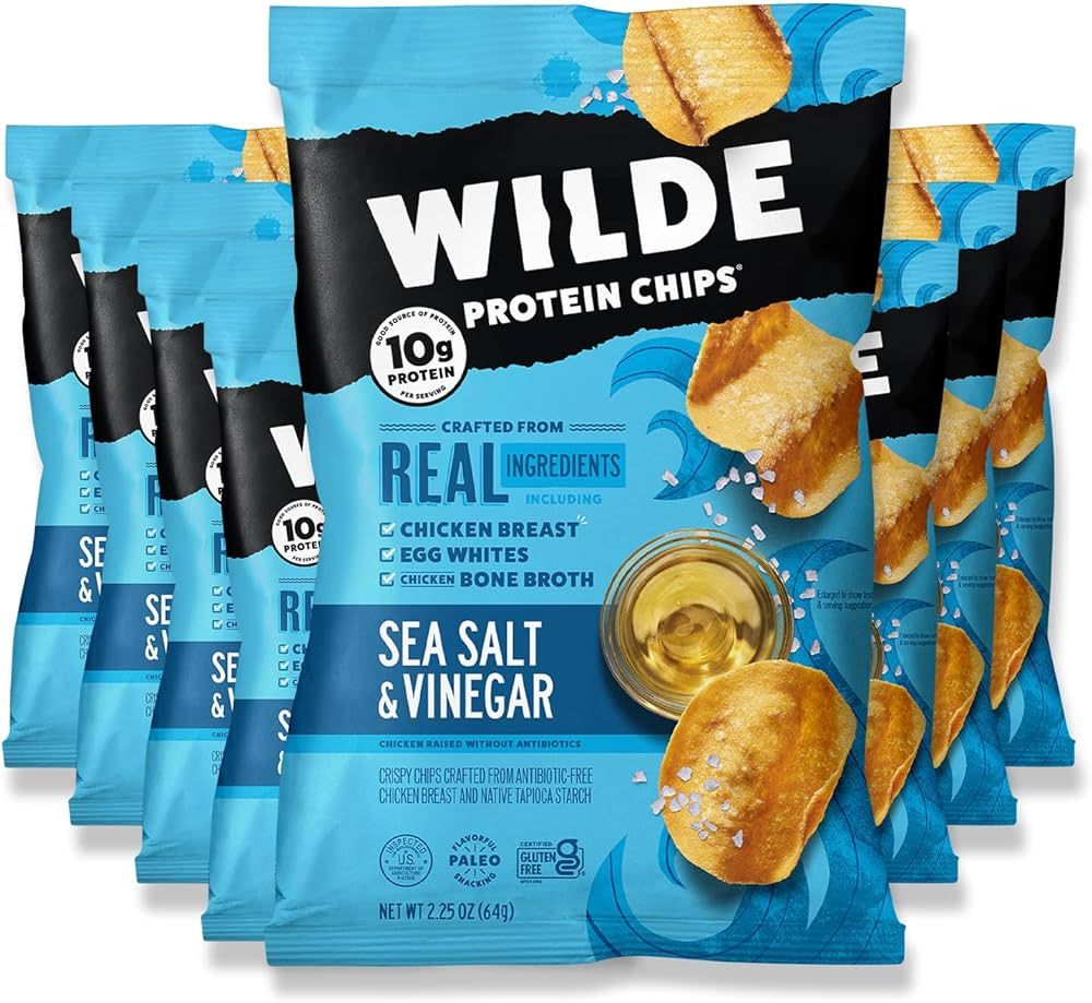 Sea Salt and Vinegar Protein Chips by Wilde Chips, Thin and Crispy, High Protein, Keto Friendly, ... | Amazon (US)