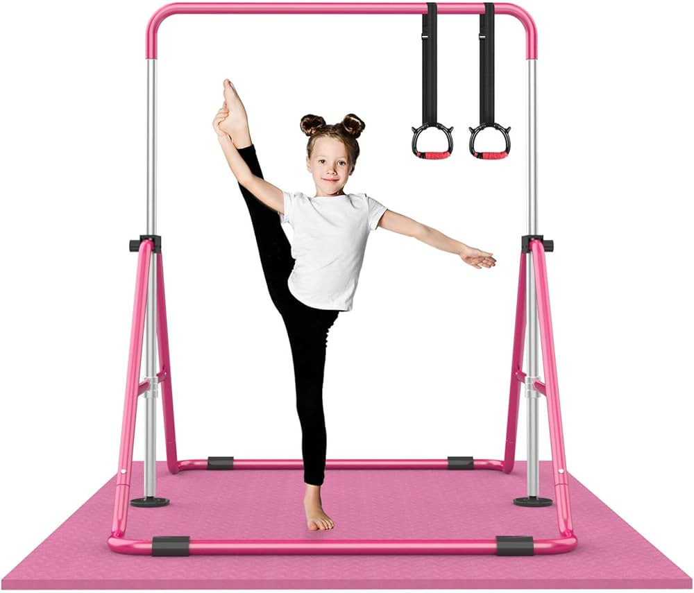 Foldable Gymnastics Bar, 5-Height Adjustable Gymnastic Bars for Kids at Home,Robust & Stable for ... | Amazon (US)