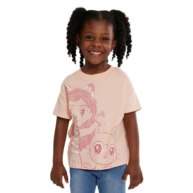 Gabby's Dollhouse Toddler Girl Graphic Short Sleeve T-Shirt, Sizes 12M-5T - Walmart.com | Walmart (US)