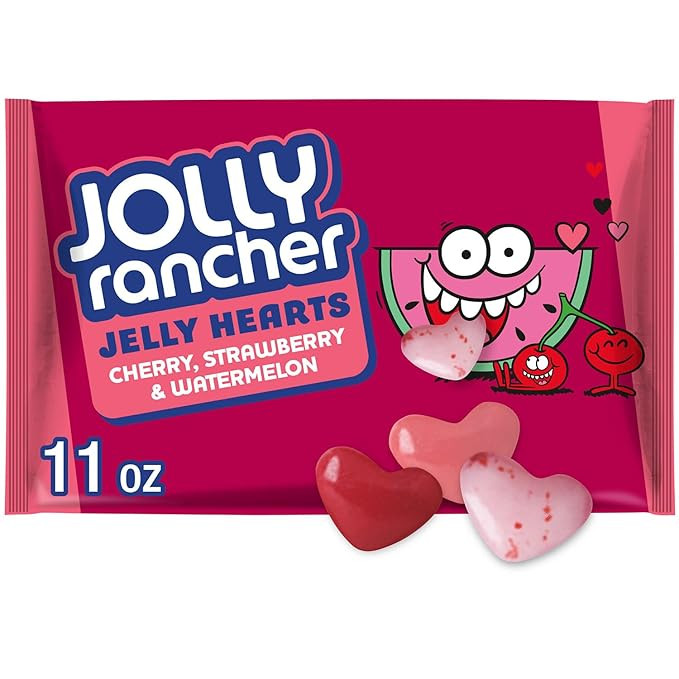 JOLLY RANCHER Assorted Fruit Flavored Jelly Hearts, Valentine's Day Candy Bag, 11 oz | Amazon (US)