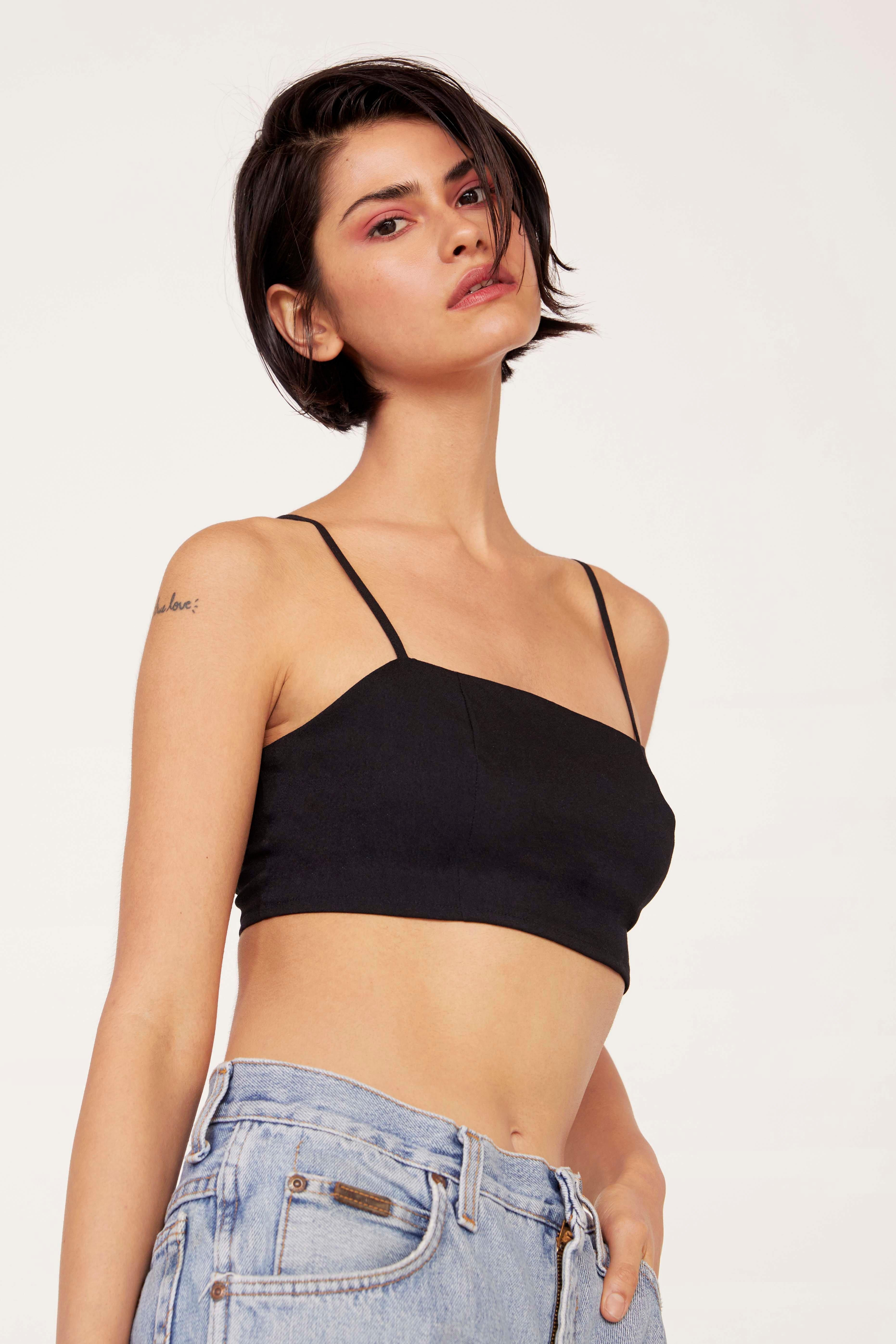Womens A Little More Action Linen Crop Top - Black | NastyGal (US & CA)