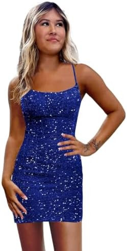 Sparkly Sequin Homecoming Dresses for Teens 2026 Short Corset Prom Dress Spaghetti Strap Party Dr... | Amazon (US)
