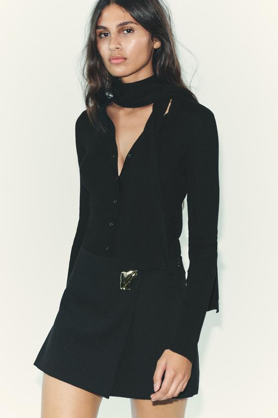 ASYMMETRICAL CULOTTE SKIRT WITH APPLIQUE | Zara US