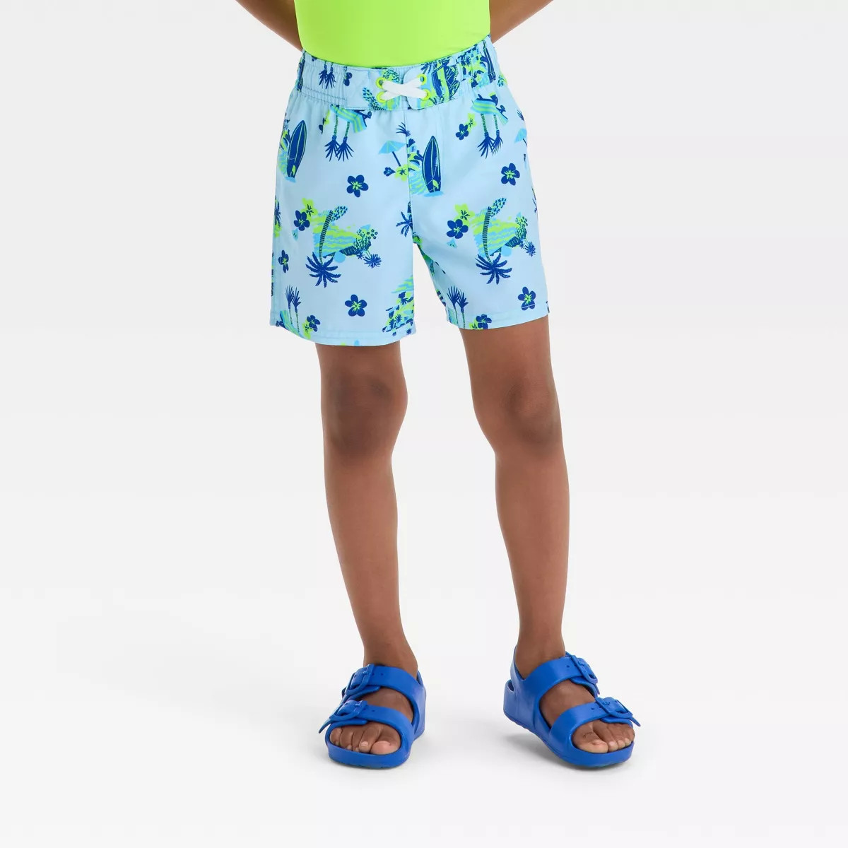 Toddler Boys' Beach Scenic Printed Swim Board Shorts - Cat & Jack™ Light Blue | Target