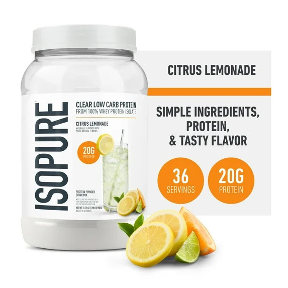 Isopure, Infusions 100% Whey Protein Isolate, 20 g Protein Powder, Citrus Lemonade, 1.98 lb, 36 S... | Walmart (US)