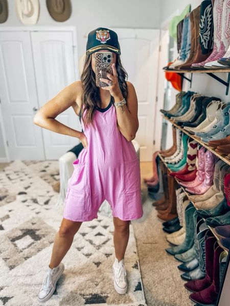 Love this pink romper / casual overalls as a casual summer outfit idea! Paired with a trucker hat and sneakers! 
6/14

#LTKFindsUnder100 #LTKStyleTip #LTKActive