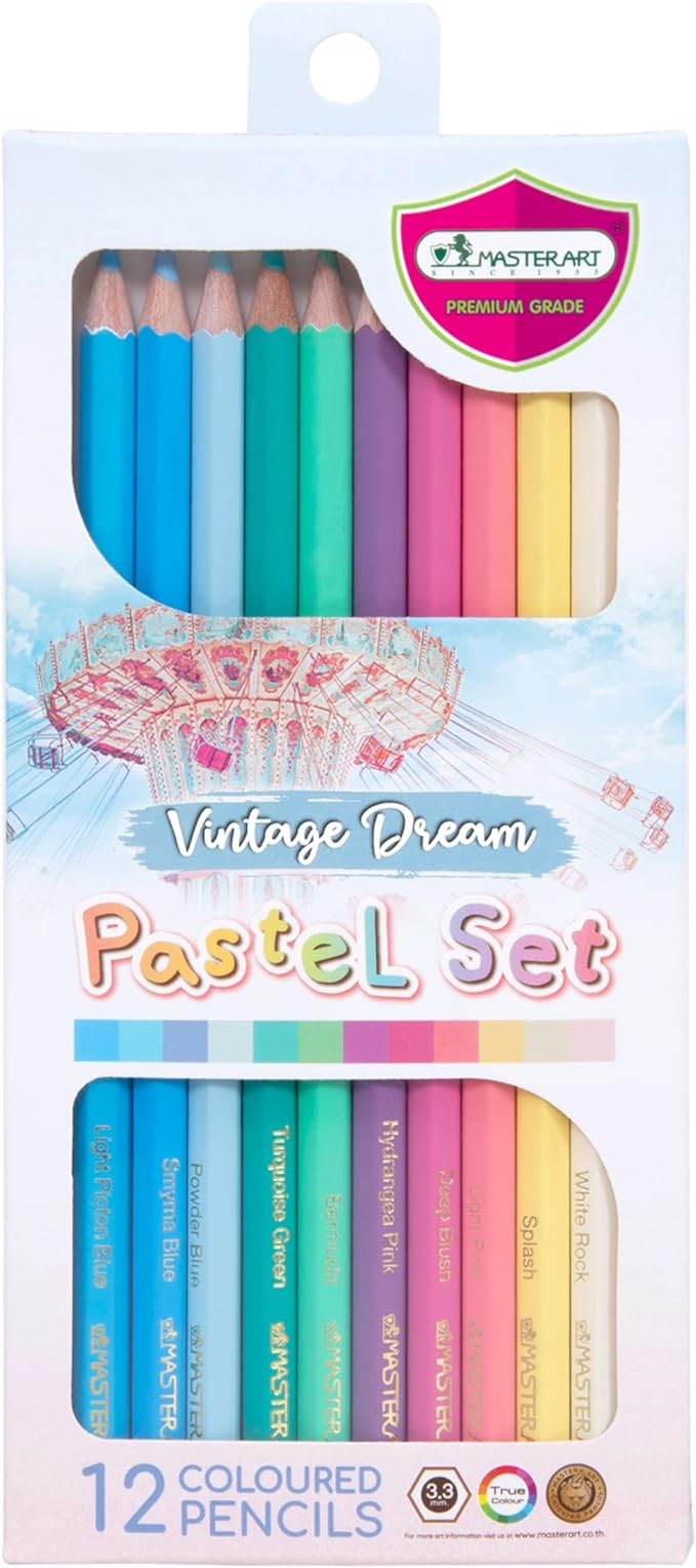 MASTERART Pastel Colored Pencils 12 Colors for Kids and Adults Coloring (VINTAGE DREAM PASTELS) | Amazon (US)