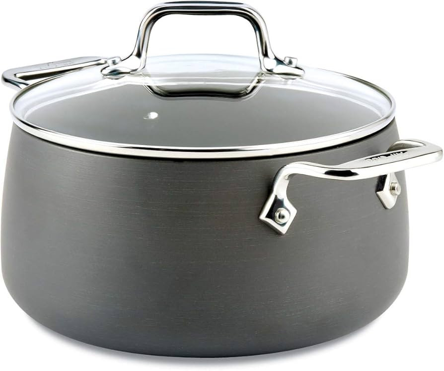 All-Clad HA1 Hard Anodized Nonstick Stockpot 4 Quart Induction Oven Broiler Safe 500F, Lid Safe 3... | Amazon (US)