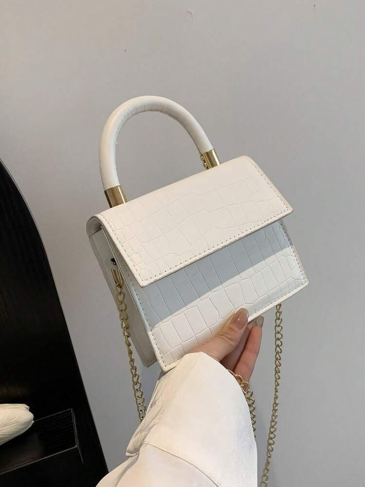 Mini Square Bag Crocodile Embossed Flap Top Handle
       
              
              $4.18  
 ... | SHEIN