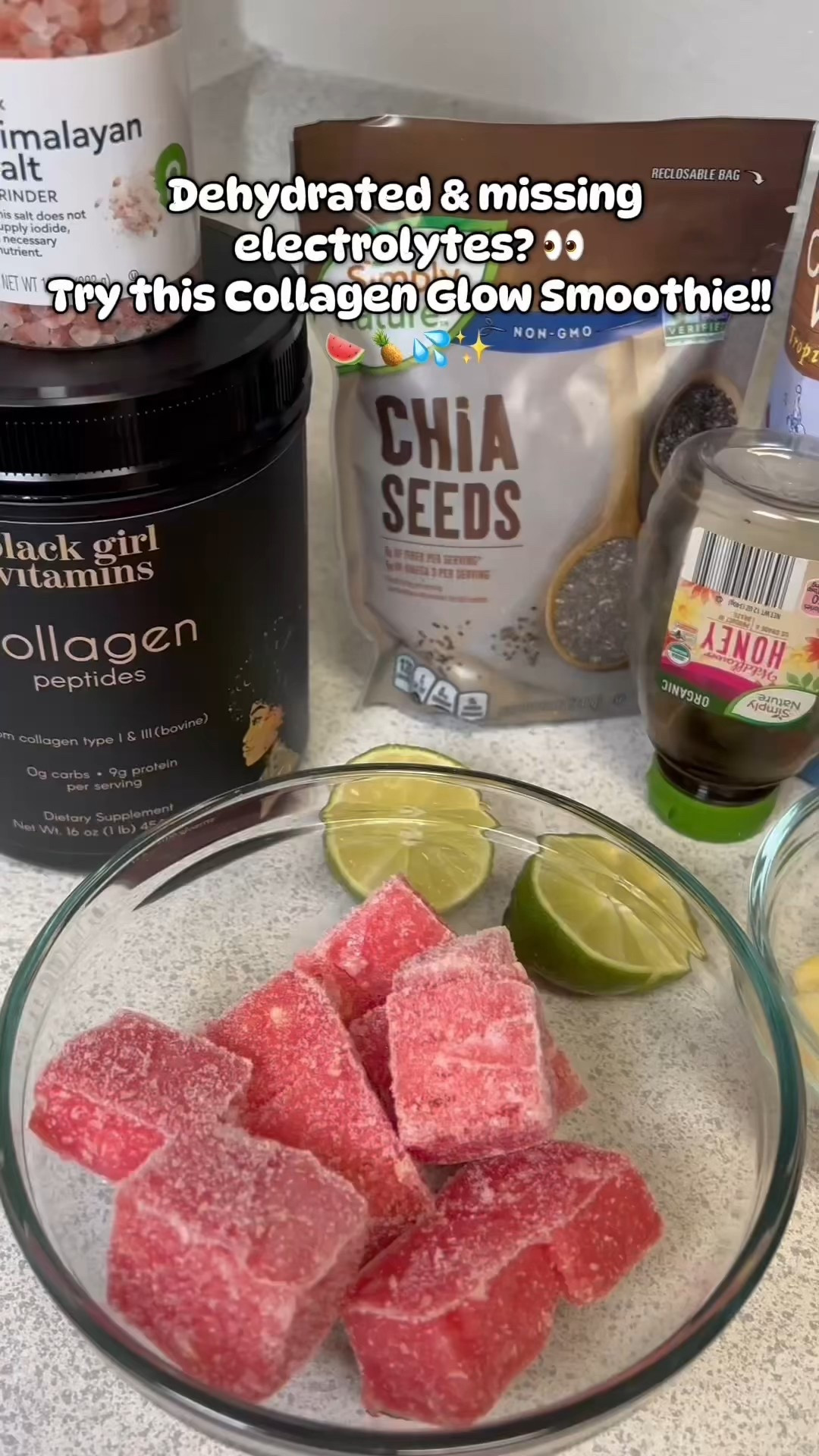 When I’m dehydrated, my skin feels it first 😩 I’ve been cutting back on sugar to help keep my hormonal breakouts under control (and it’s working so far 💪🏾)

Instead of grabbing a sugary sports drink to rehydrate, I blend up this hydrating collagen glow smoothie 💦

Packed with electrolytes, vitamin C, and collagen support, and it’s so GOOD, it’s my new go-to for hydration & skin glow in one glass😍🩵🩵🩵

What’s in it➡️
✅Watermelon + pineapple = hydration + vitamin C (supports collagen)
✅Coconut water +Lime Juice+ Himalayan salt = natural electrolytes
✅ @blackgirlvitamins Collagen powder*= added skin supplement for that inside-out glow ✨
✅Chia seeds = hydration & fiber boost

*gifted product

Save this recipe for the next time you AND your skin are feeling dehydrated 💕 

#SmoothieRecipes #HydrationSmoothie
#CollagenSmoothie
#ElectrolyteDrink
#SkinFoodRecipes
#HealthySkinFromWithin
#GlowingSkinNaturally
#AcneFriendlyFoods

#LTKFallSale #LTKActive #LTKBeauty