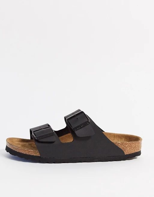 Birkenstock Exclusive Arizona vegan flat sandals in black | ASOS (Global)