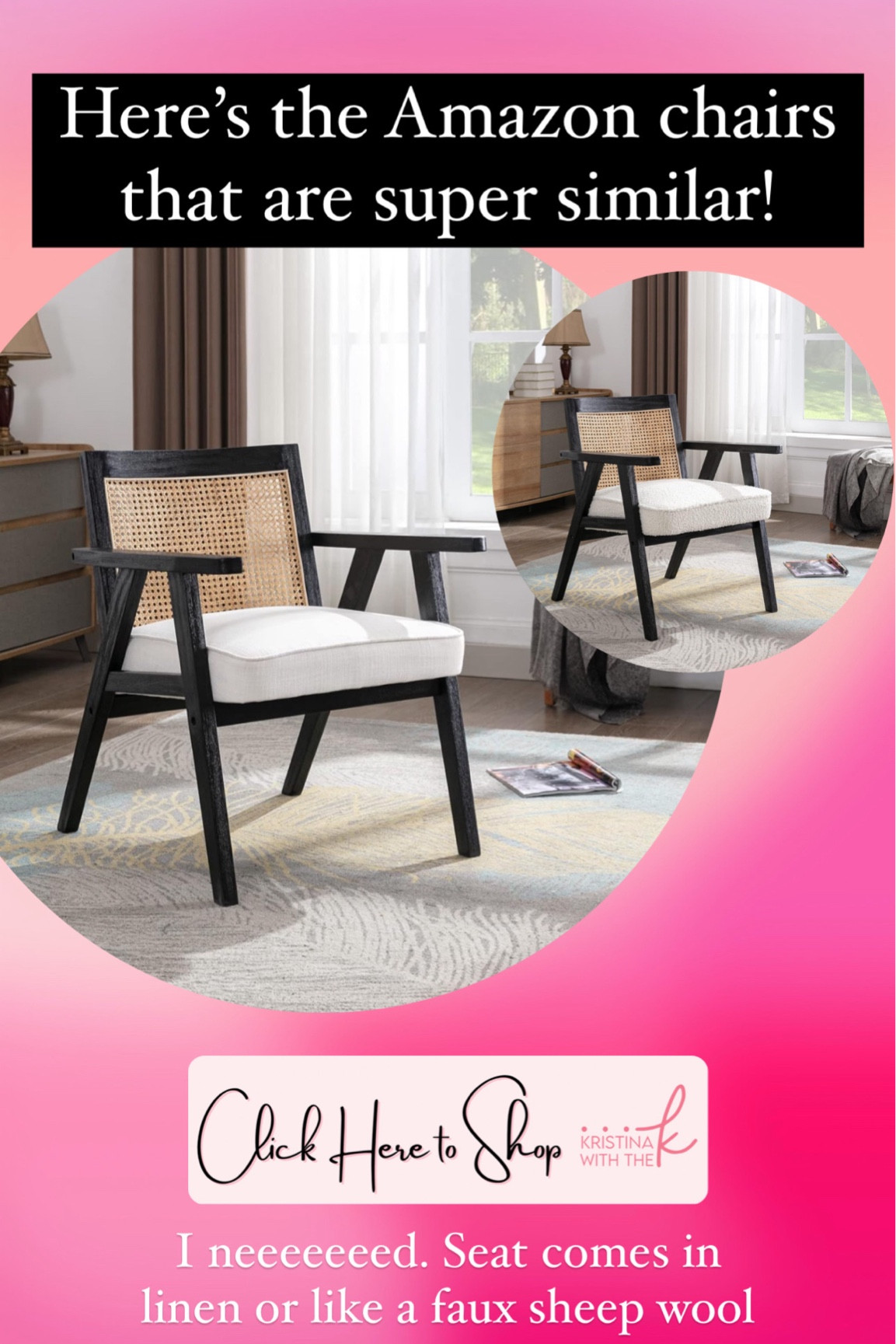 Modern accent or dining room chairs! Black, rattan, & linen 

#LTKHome #LTKFamily #LTKSeasonal