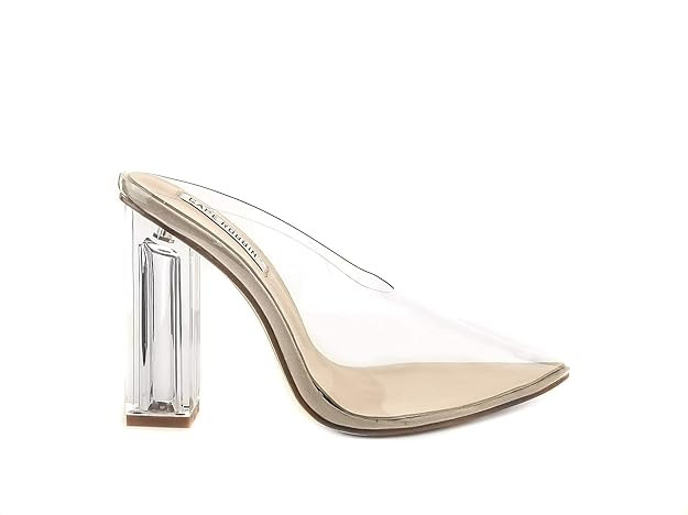 Cape Robbin Atom Women's Lucite Clear Block Chunky High Heel Closed Toe Open Back Slide Sandal | Amazon (US)